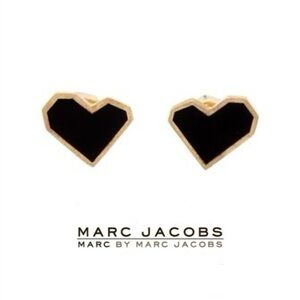 Marc by Marc Jacobs Black and Gold Heart Studs
